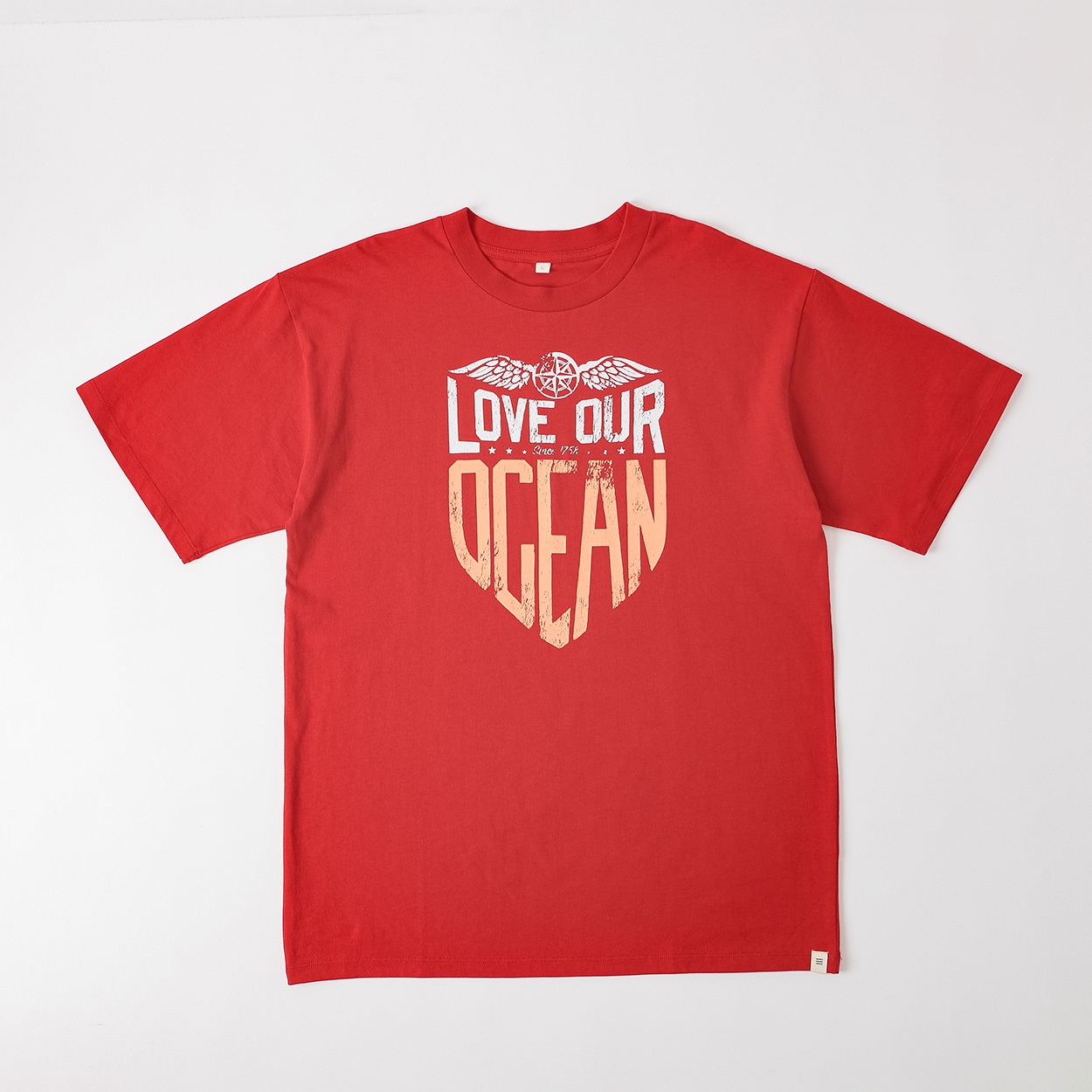 【心花りりちゃん着用アイテム】 NIRMATA  OCEAN Tシャツ メンズ(アカ-L)