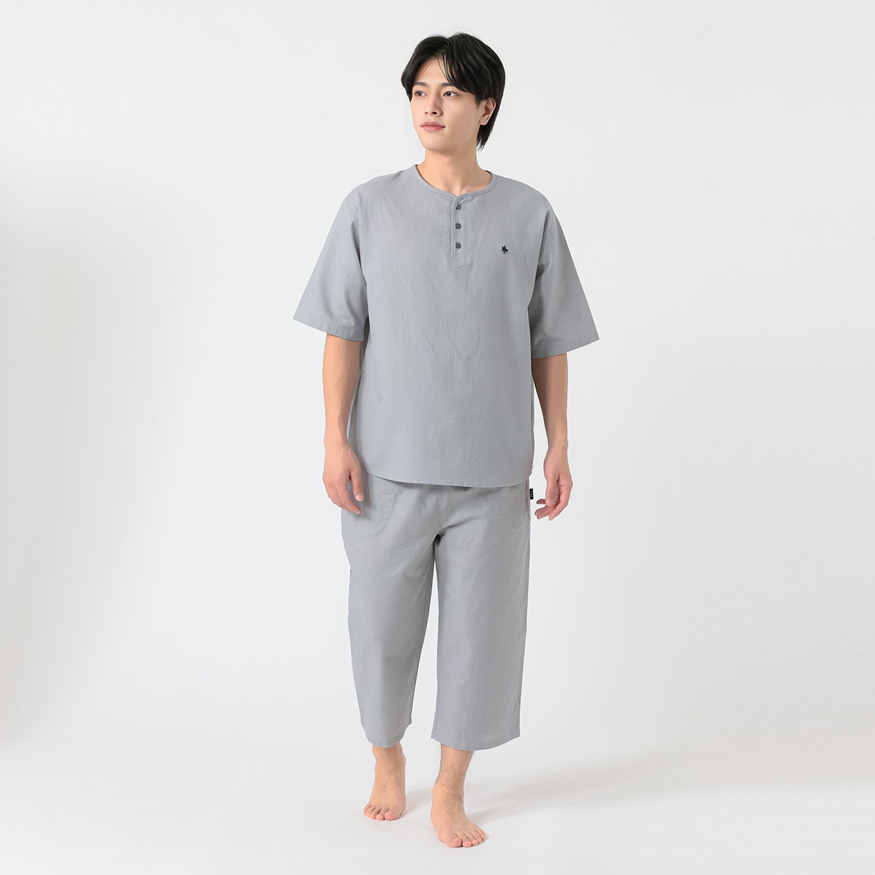 POLO BRITISH COUNTRY SPIRIT(ポロ・ビーシーエス) ルームウェア ワッフル ヘンリーネック上下セット メンズ(ウスクロ-L)