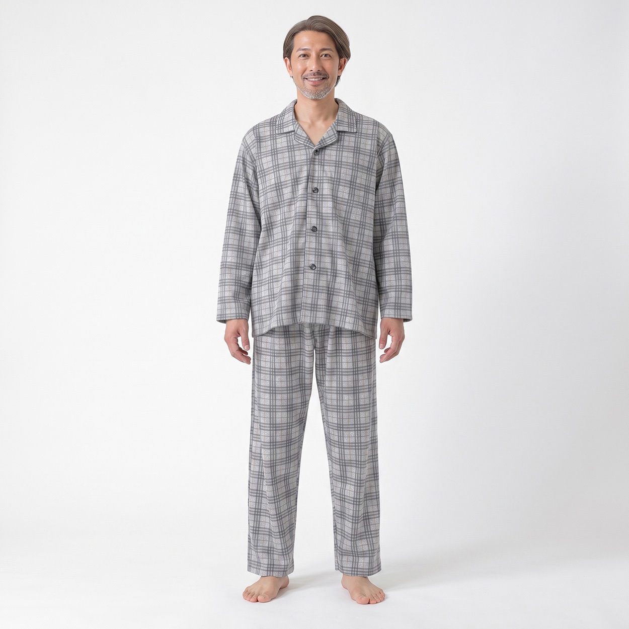 GUNZE(グンゼ) 睡眠工房 ダンボールニットペイズリーチェック柄シャツ メンズ(ウスクロ-S)