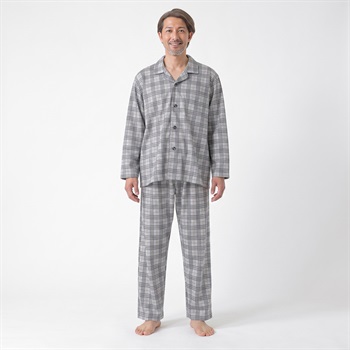 GUNZE(グンゼ) 睡眠工房 ダンボールニットペイズリーチェック柄シャツ メンズ(ウスクロ-S)