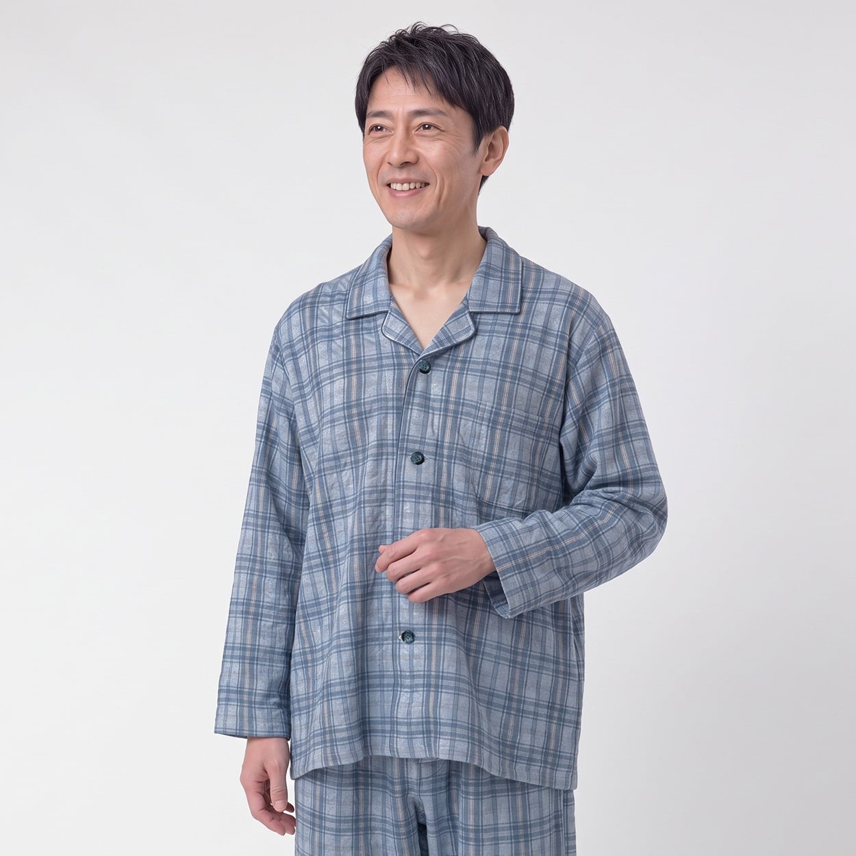 GUNZE(グンゼ) 睡眠工房 HOTMAGIC 発熱キルトペイズリー柄シャツパジャマ メンズ(アオ-M)