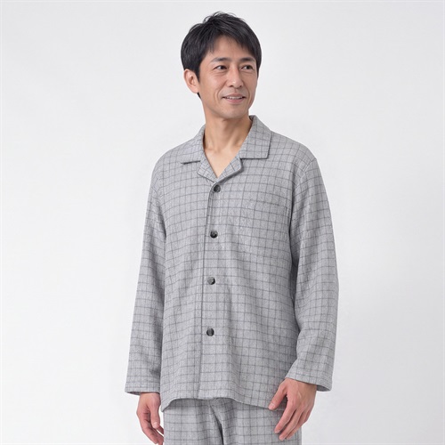 GUNZE(グンゼ) 睡眠工房 HOTMAGIC 発熱杢キルトシャツパジャマ メンズ(ウスクロ-S)