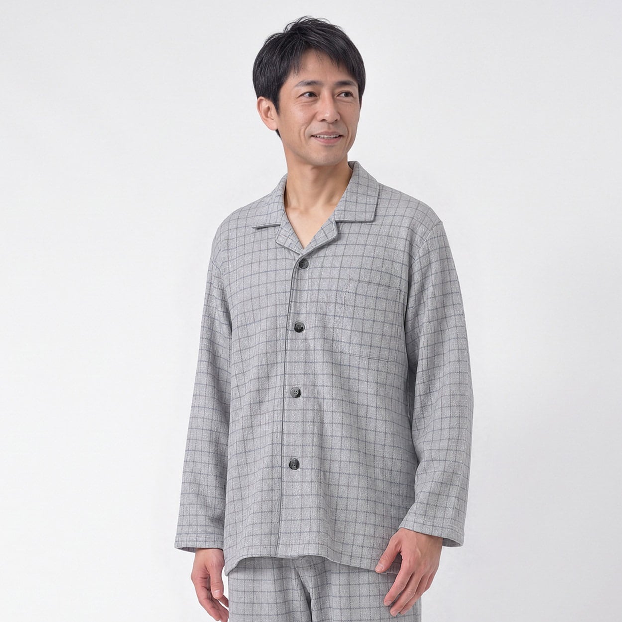 GUNZE(グンゼ) 睡眠工房 HOTMAGIC 発熱杢キルトシャツパジャマ メンズ(ウスクロ-M)