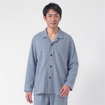 GUNZE(グンゼ) 睡眠工房 HOTMAGIC 発熱杢キルトシャツパジャマ メンズ(アオ-S)