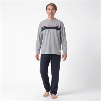 POLO BRITISH COUNTRY SPIRIT(ポロ・ビーシーエス) パジャマ ダンボールニット 無地切替 Tスーツ メンズ(ウスクロ-M)