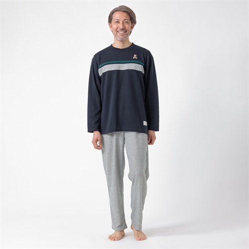 POLO BRITISH COUNTRY SPIRIT(ポロ・ビーシーエス) パジャマ ダンボールニット 無地切替 Tスーツ メンズ(コイアオ-M)