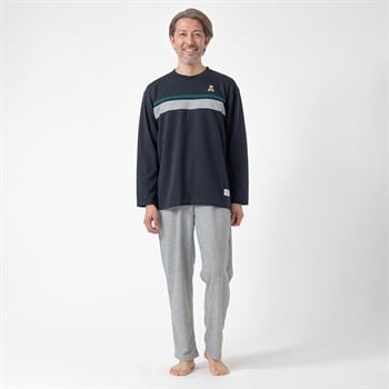 POLO BRITISH COUNTRY SPIRIT(ポロ・ビーシーエス) パジャマ ダンボールニット 無地切替 Tスーツ メンズ(コイアオ-M)