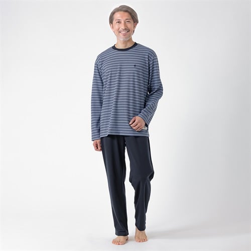 POLO BRITISH COUNTRY SPIRIT(ポロ・ビーシーエス) パジャマ ダンボールニット ボーダー Tスーツ メンズ(アオ-M)