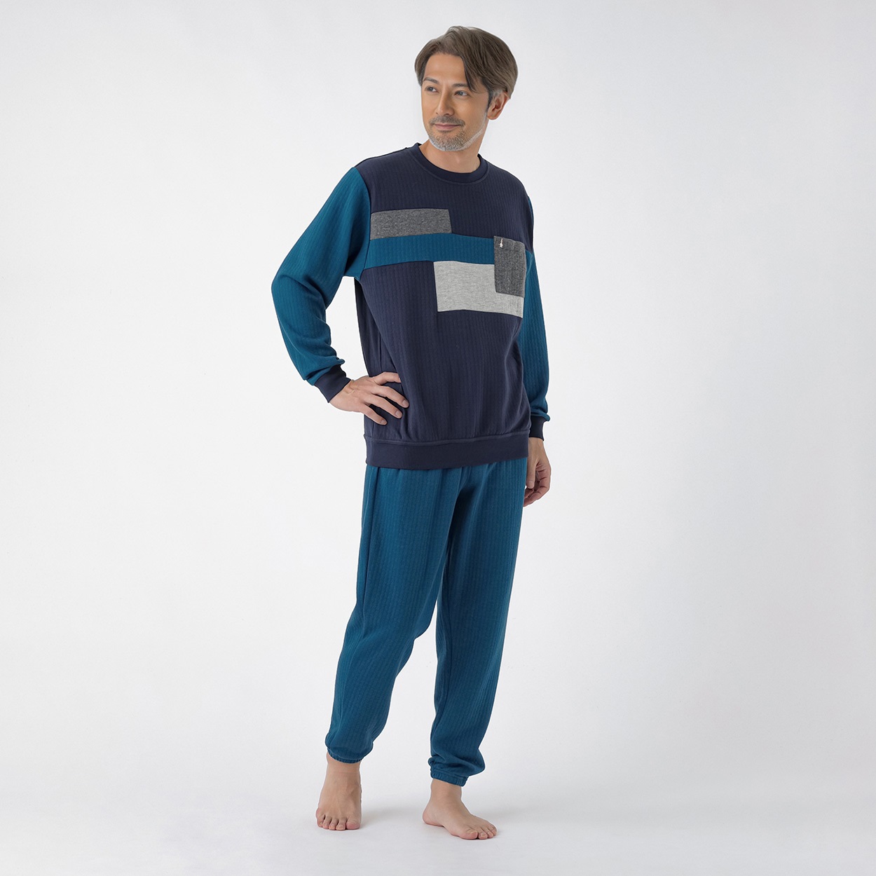 Hush Puppies(ハッシュパピー) ハッシュパピーキルトTスーツパジャマ メンズ(コイアオ-XL)