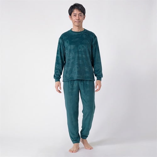 Hush Puppies(ハッシュパピー) ストレッチベロアTスーツパジャマ メンズ(コイミドリ-M)