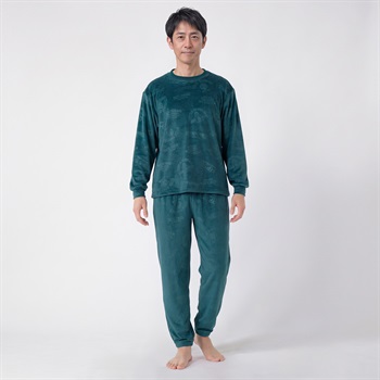 Hush Puppies(ハッシュパピー) ストレッチベロアTスーツパジャマ メンズ(コイミドリ-M)