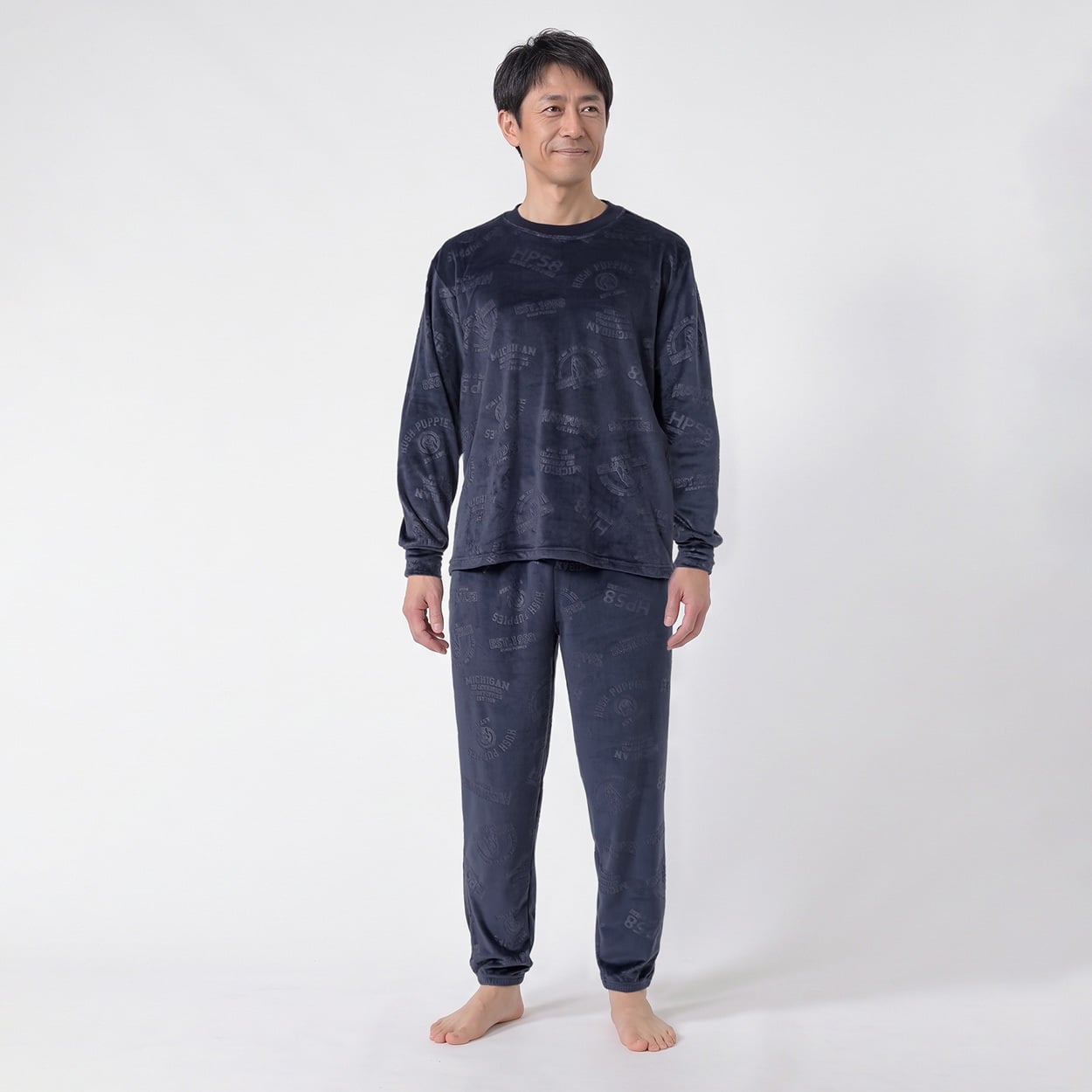 Hush Puppies(ハッシュパピー) ストレッチベロアTスーツパジャマ メンズ(コイアオ-M)