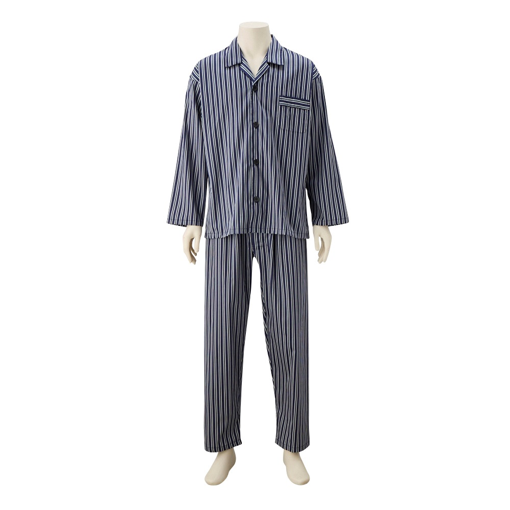 日本製サテンプリントパジャマ メンズ(コイアオ-XL)