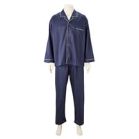 日本製サテン無地長袖シャツパジャマ 快適設計 メンズ(コイアオ-S)