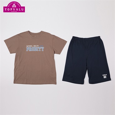 綿100％天竺半袖ルームウェア フロントロゴ 男の子 トップバリュ キッズ 140cm-160cm