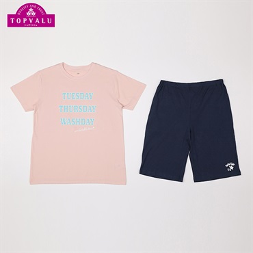 綿100％天竺半袖ルームウェア WASHDAYプリント 女の子 トップバリュ キッズ 140cm-160cm