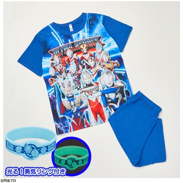 ウルトラヒーローズ 勇気がでる！光るパジャマ 光る勇気リング付き 男の子 キッズ 110cm-130cm(ブルー-120cm)