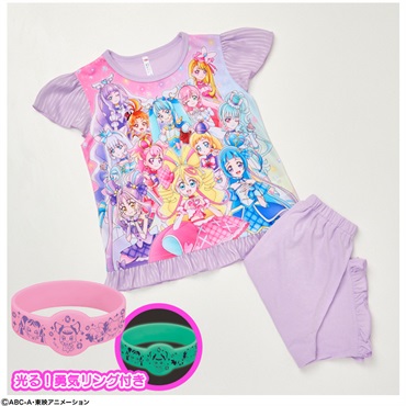 プリキュアオールスターズ 勇気がでる！光るパジャマ 光る勇気リング付き 女の子 キッズ 110cm-130cm(ラベンダー-110cm)