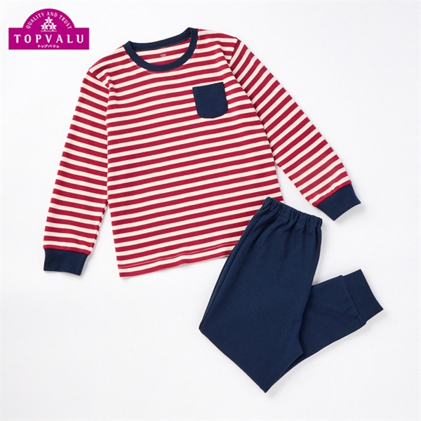 綿100％スムース長袖ルームウェア 男の子 女の子 トップバリュ キッズ 110cm-130cm(エンジ-120cm)