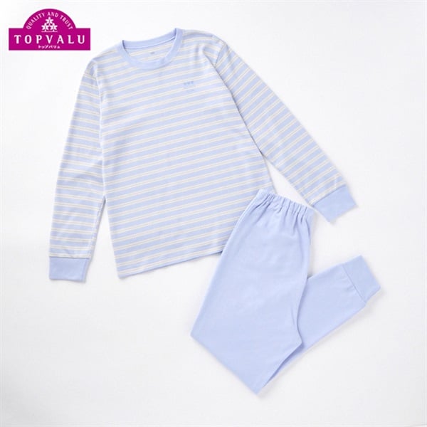 綿100％スムース長袖ルームウェア 女の子 トップバリュ キッズ 140cm-160cm(サックス-160cm)