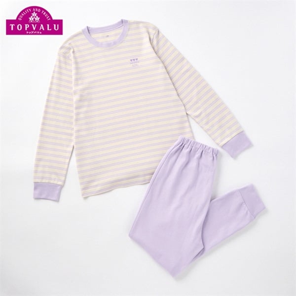 綿100％スムース長袖ルームウェア 女の子 トップバリュ キッズ 140cm-160cm(パープル-150cm)