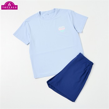 ピースフィットクール キッズ半袖ルームウェア 女の子 トップバリュ キッズ 140cm-160cm(サックス-140cm)