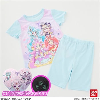名探偵プリキュア 光るダイカットクッション付きパジャマ 女の子 キッズ 110cm-130cm(サックス-110cm)