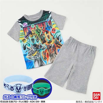 仮面ライダーゼッツ 光る勇気リング付きパジャマ 男の子 キッズ 110cm-130cm(グレー-110cm)