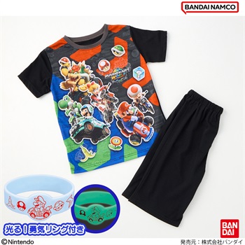 マリオカート ワールド 光る勇気リング付きパジャマ 男の子 キッズ 110cm-130cm(ブラック-110cm)