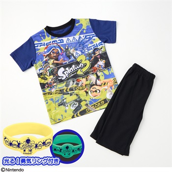 スプラトゥーン３ 光る勇気リング付きパジャマ 男の子 キッズ 120cm-140cm(ブルー-120cm)