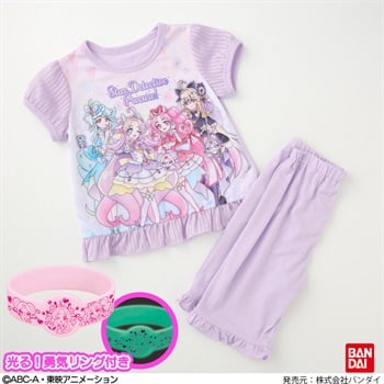 名探偵プリキュア 光る勇気リング付きパジャマA キッズ 女の子 110cm-130cm(ローズ-110cm)