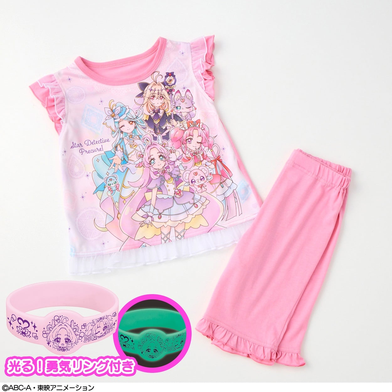 名探偵プリキュア 光る勇気リング付きパジャマB 女の子 キッズ 110cm-130cm(ローズ-120cm)
