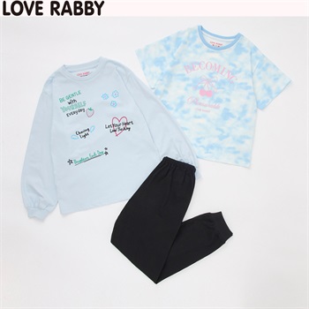 ラブラビ とびプリント２TOPSパジャマ 女の子 キッズ 140cm-160cm(サックス-140cm)