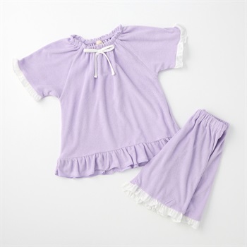 パイルフリルルームウエア 女の子 キッズ 110cm-130cm(ラベンダー-110cm)