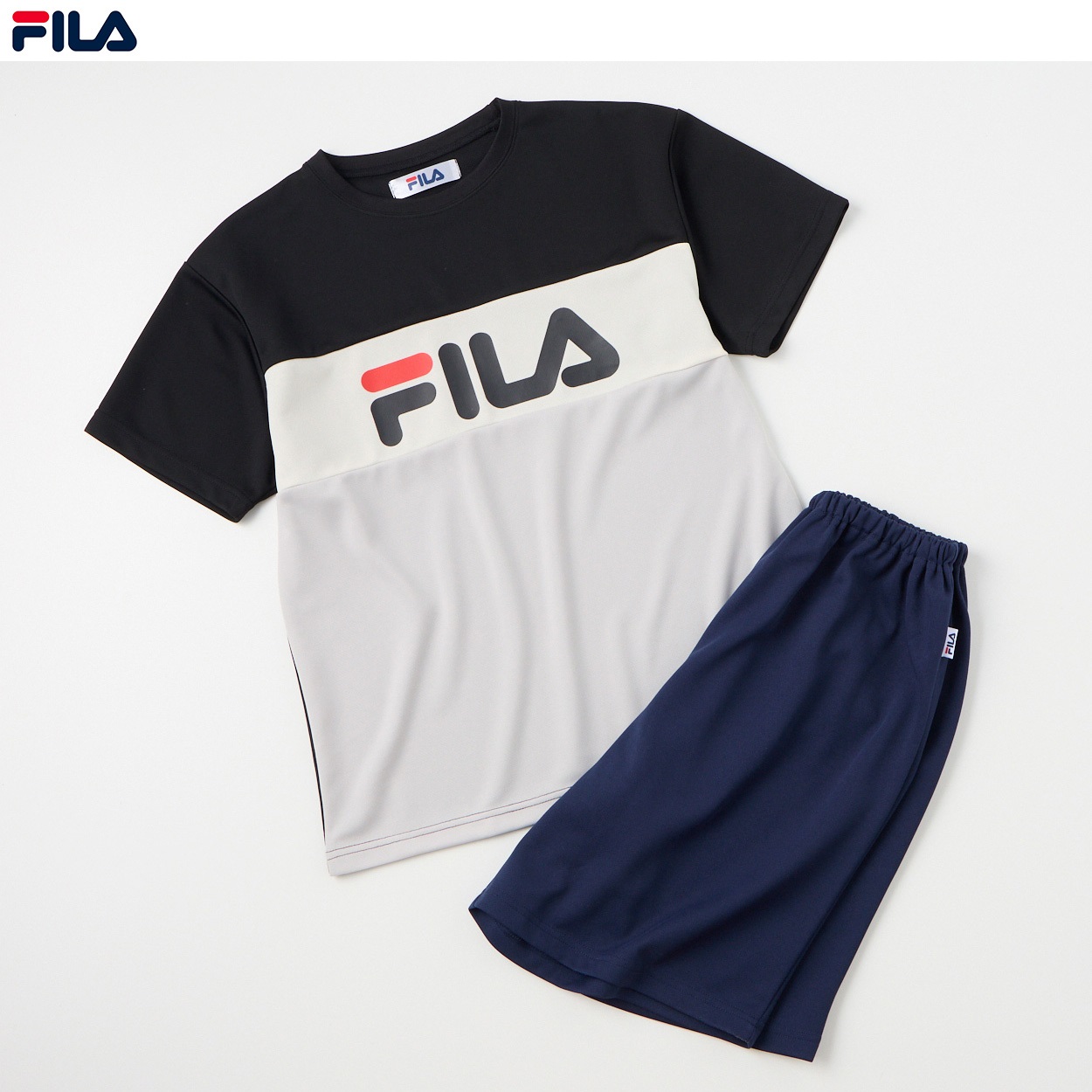 FILA(フィラ) 冷感メッシュ３段切替ルームウェア 男の子 キッズ 140cm-160cm(ブラック-150cm)