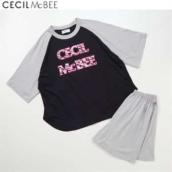 CECIL McBEE(セシルマクビー) 天竺ラグランルームウェア 女の子 キッズ 140cm-160cm(ブラック-140cm)