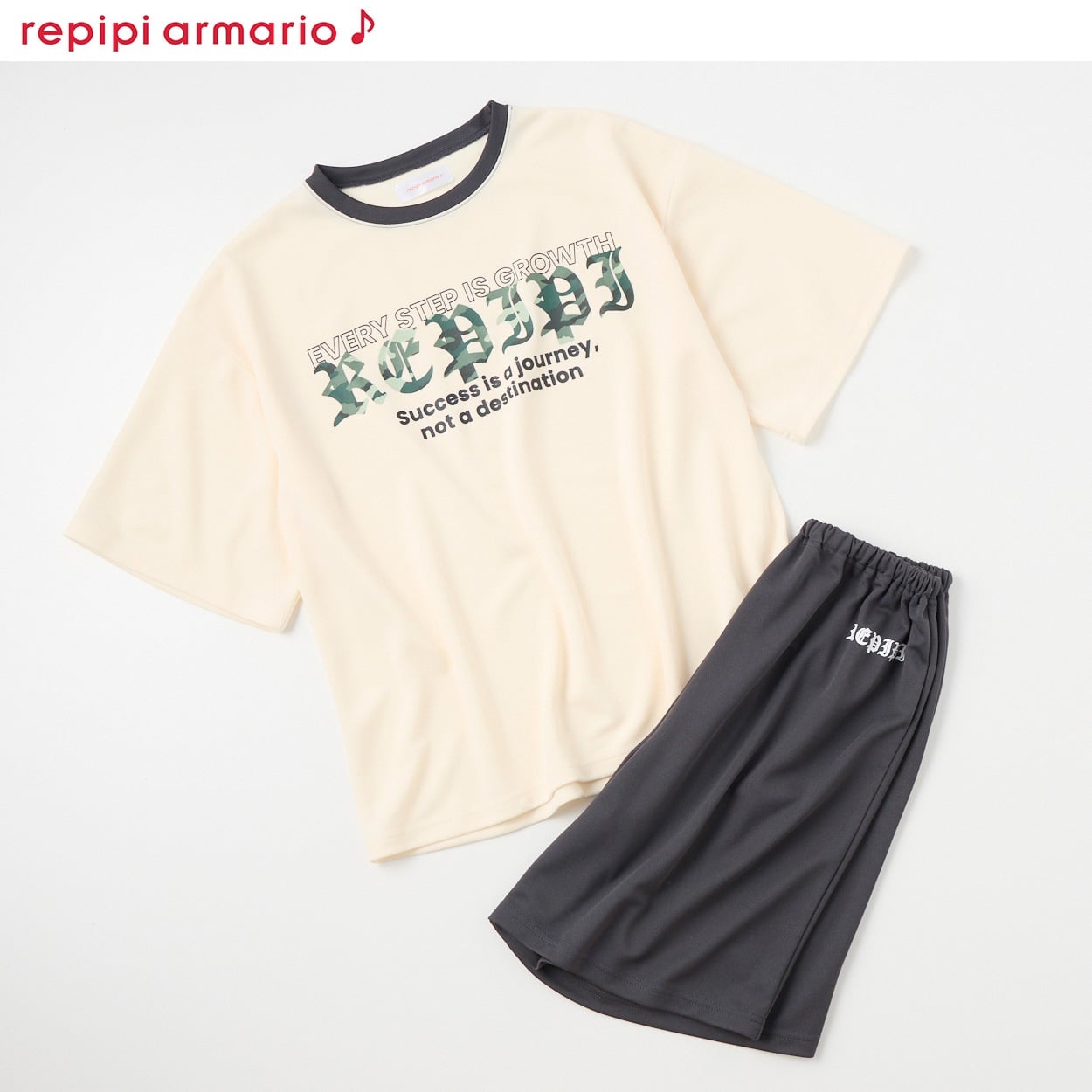 repipi armario♪(レピピアルマリオ) 冷感メッシュ５分袖ルームウェア 女の子 キッズ 140cm-160cm(アイボリー-160cm)