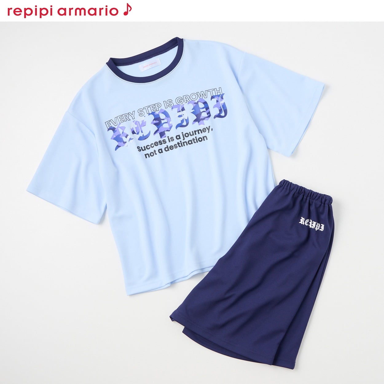 repipi armario♪(レピピアルマリオ) 冷感メッシュ５分袖ルームウェア 女の子 キッズ 140cm-160cm(サックス-150cm)