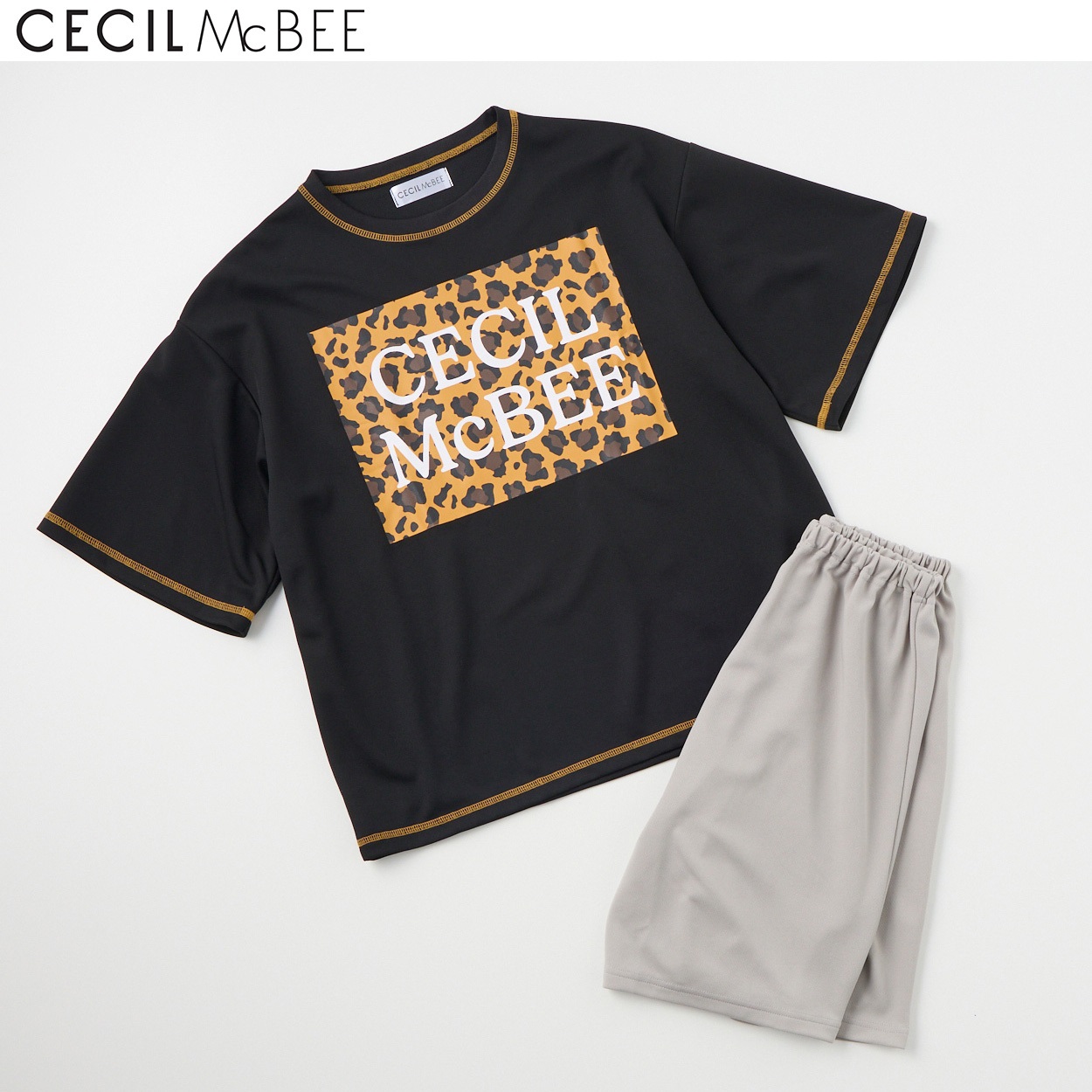 CECIL McBEE(セシルマクビー) 冷感メッシュロゴ捺染ルームウェア 女の子 キッズ 140cm-160cm(ブラック-160cm)