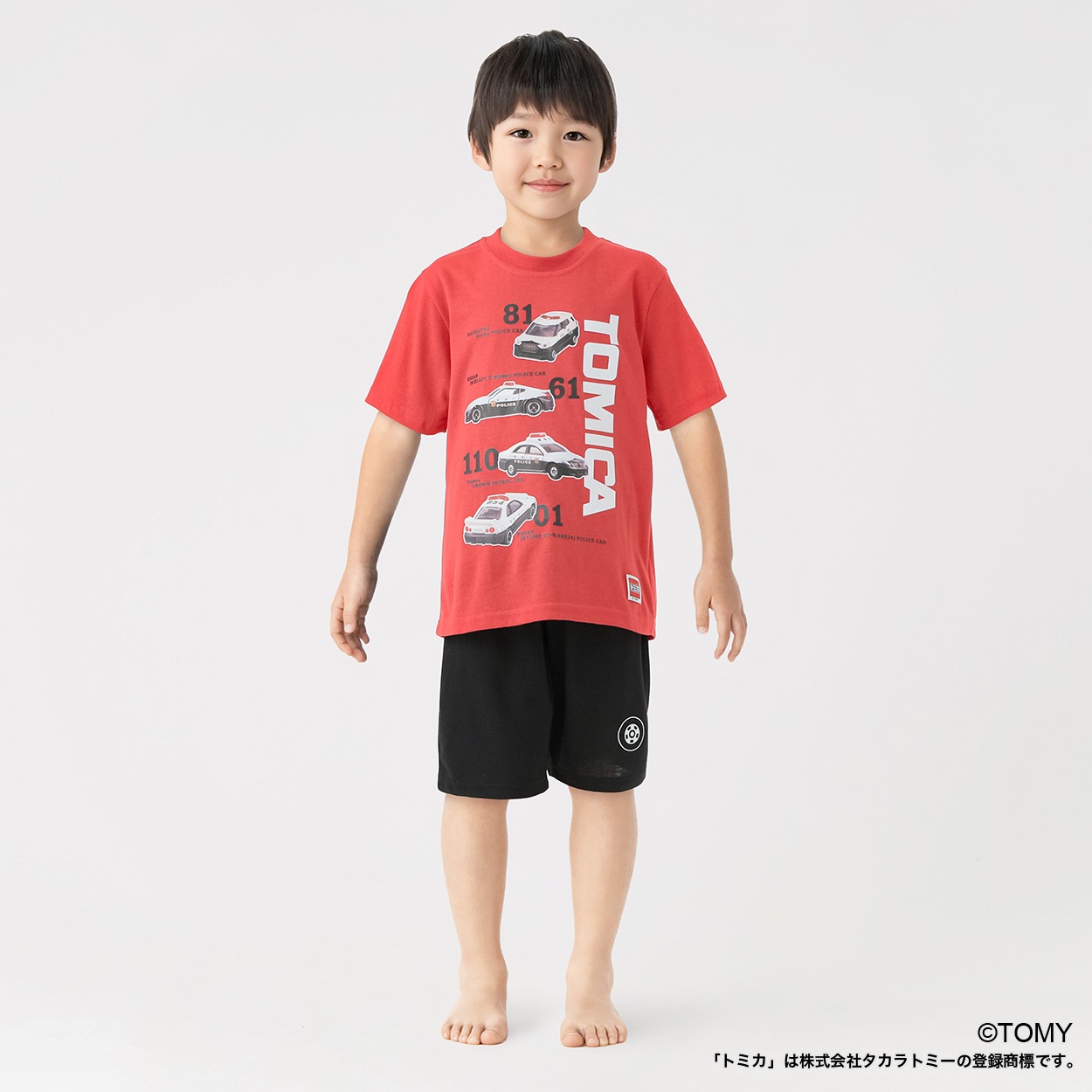 トミカ パトカー 天竺Tスーツパジャマ キッズ 男の子 110cm-120cm(レッド-110cm)