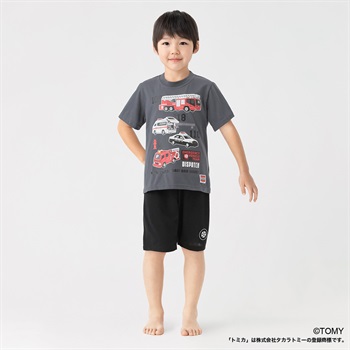 トミカ 消防車 天竺Tスーツパジャマ キッズ 男の子 110cm-120cm(グレー-110cm)