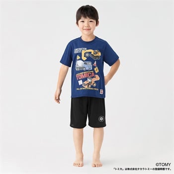 トミカ 建設車両 天竺Tスーツパジャマ キッズ 男の子 110cm-120cm(ネイビー-110cm)