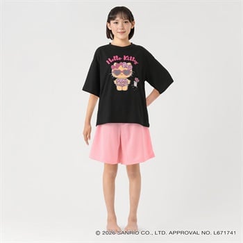 サンリオキャラクターズ メッシュ日焼け捺染パジャマ キッズ 女の子 140cm-160cm(ブラック-140cm)