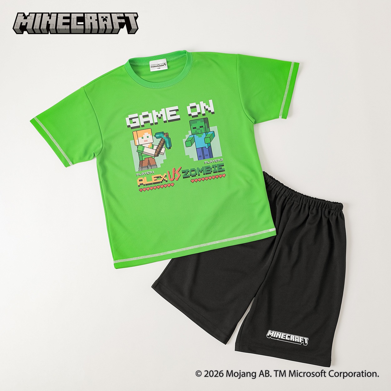 マインクラフト メッシュTスーツパジャマ キッズ 男の子 女の子 120cm-140cm(グリーン-120cm)