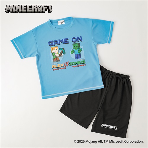 マインクラフト メッシュTスーツパジャマ キッズ 男の子 女の子 120cm-140cm(サックス-120cm)