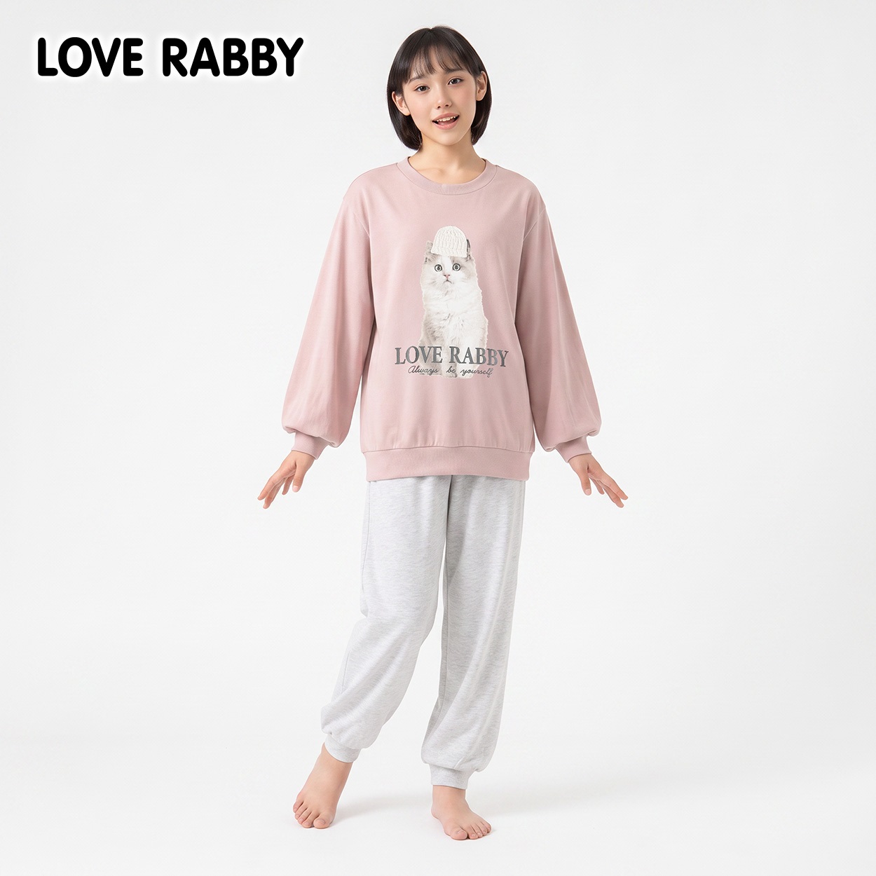 LOVERABBY(ラブラビ) 天竺アップリケパジャマ キッズ 女の子 140cm