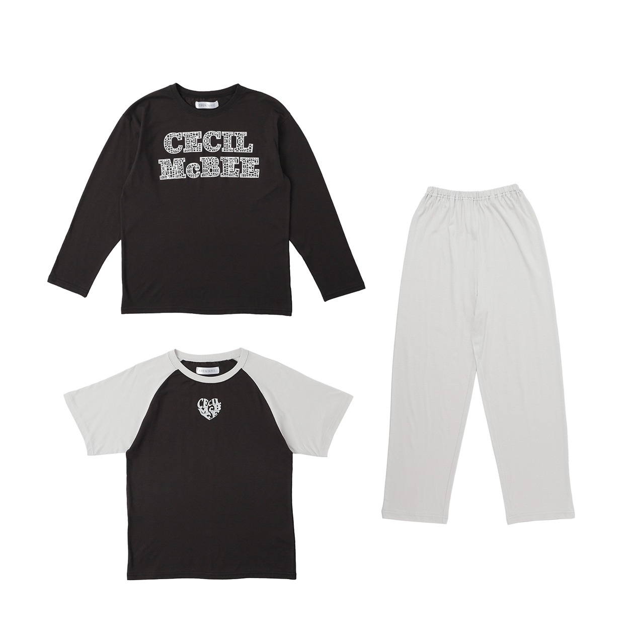 CECIL McBEE(セシルマクビー) 天竺2トップスルームウェア キッズ 女の子 140cm-160cm(ブラック-150cm)