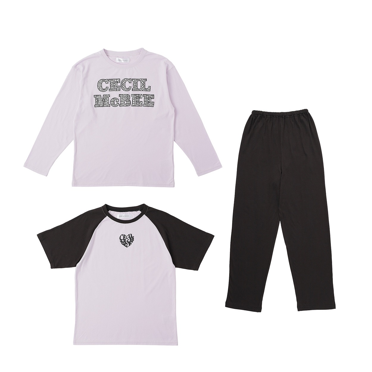 CECIL McBEE(セシルマクビー) 天竺2トップスルームウェア キッズ 女の子 140cm-160cm(ライトパープル-160cm)