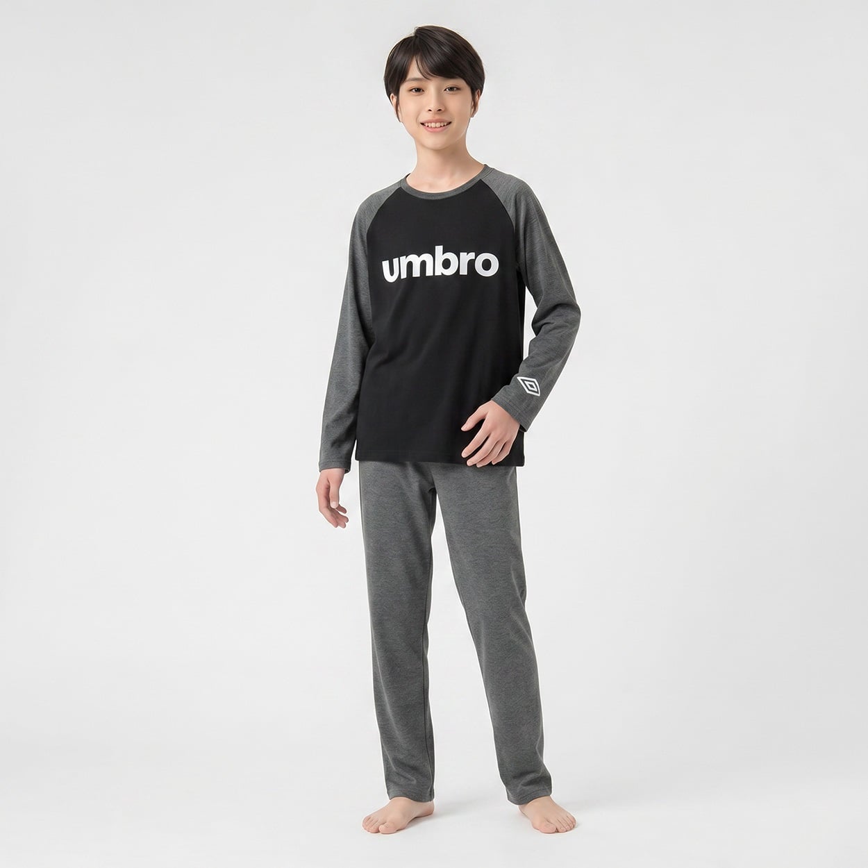 UMBRO(アンブロ) 天竺ラグランルームウェア キッズ 男の子 140cm-160cm(チャコールグレー-140cm)