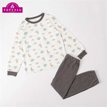 肌側美起毛ふんわり触感 長袖ルームウエア キッズ 男の子 トップバリュ 110cm-130cm(ホワイト-110cm)